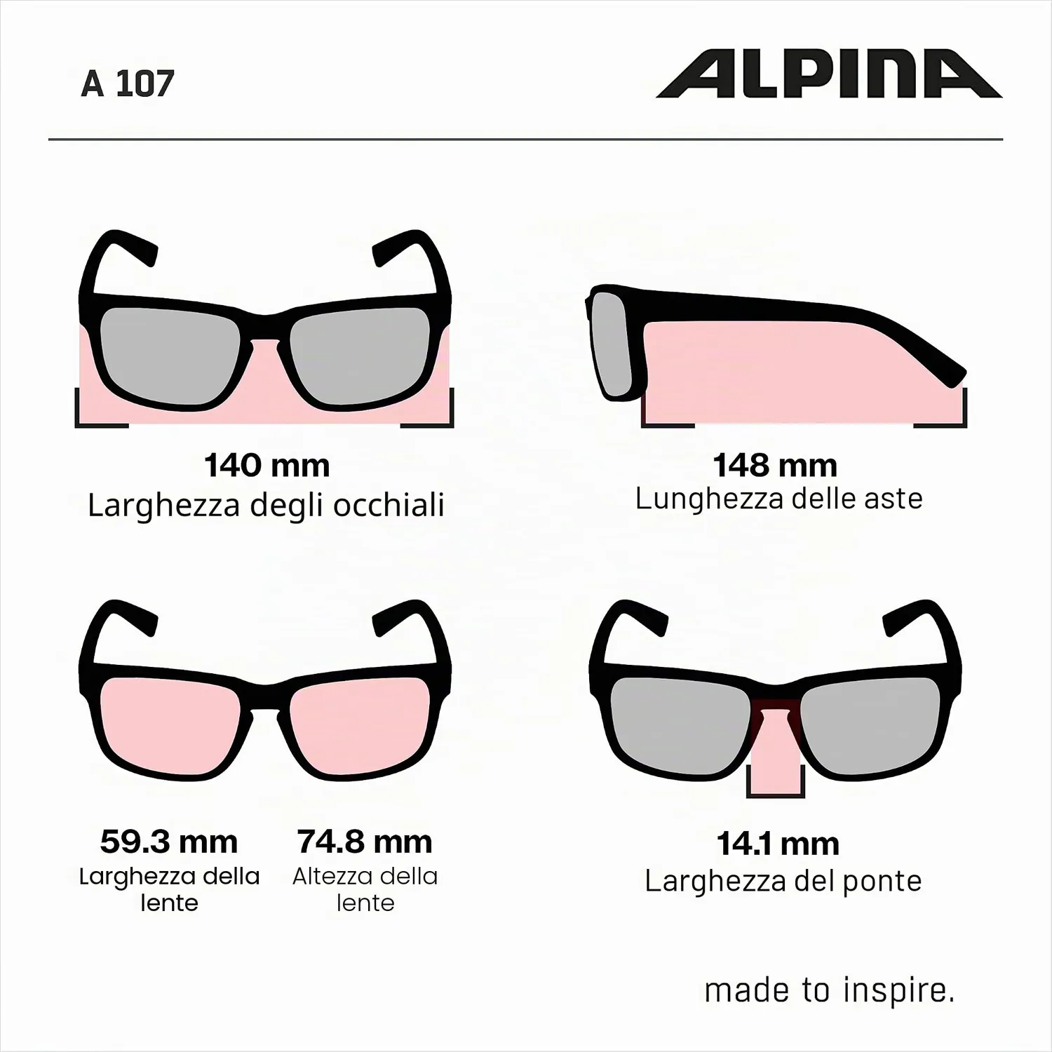 Alpina A 107 occhiali sole Black Matt classici
