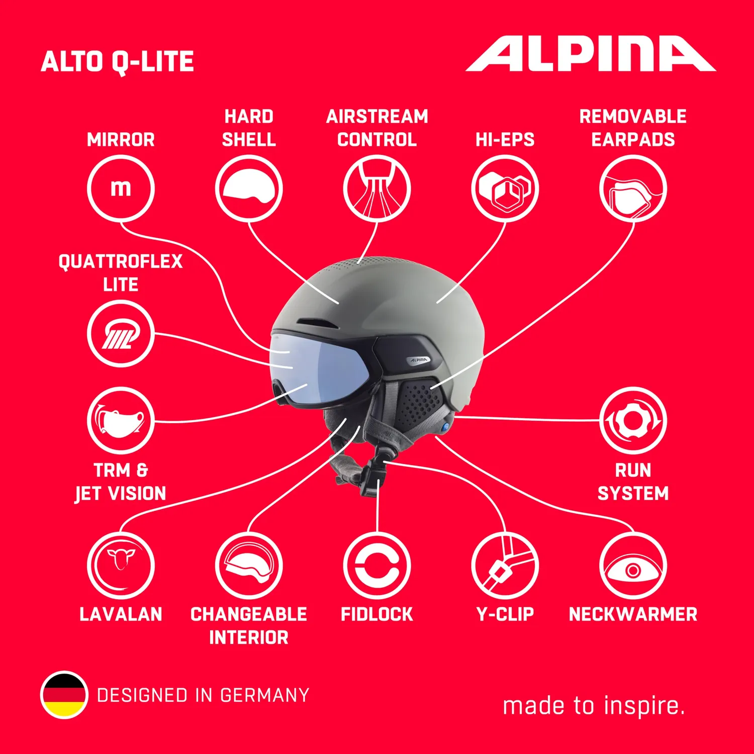 Alpina Alto Q Lite casco sci visiera moon-grey