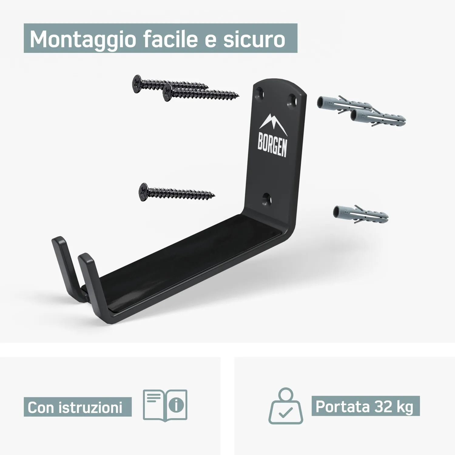 Borgen gancio parete bici a pedale salvaspazio 30 kg