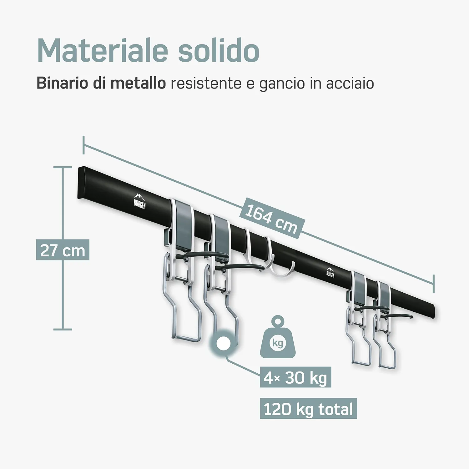 Borgen supporto bici verticale parete set 4 pezzi 30 kg