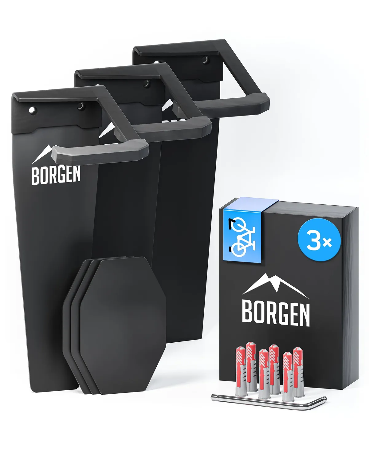 Borgen supporto bici parete verticale nero 32kg set 1 pezzo