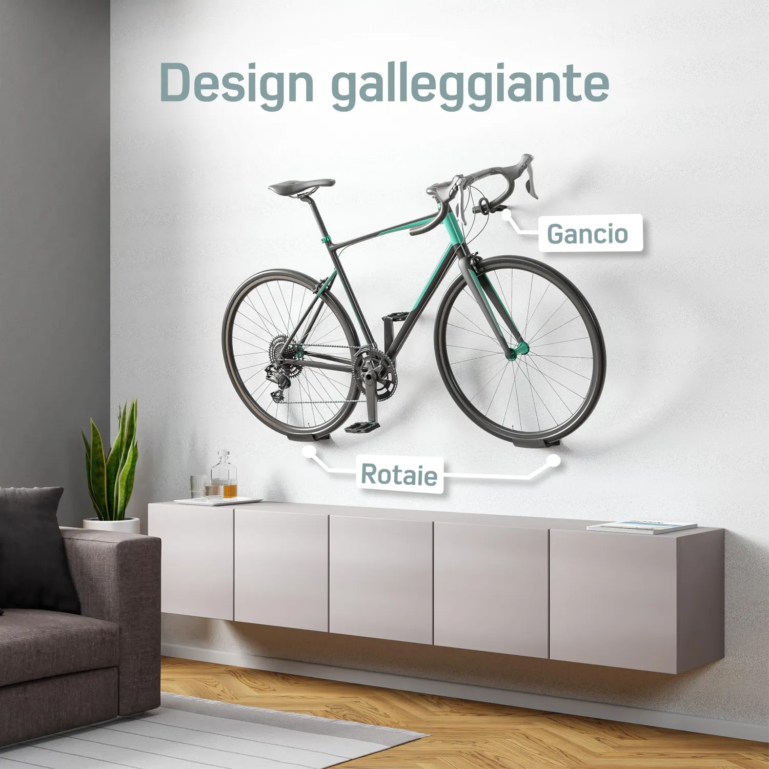 Borgen supporto bici da parete orizzontale 18 kg