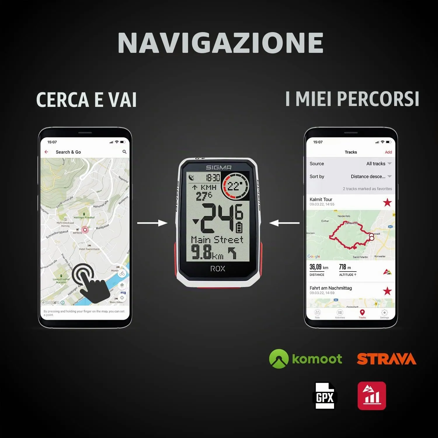 Sigma ROX 4.0 EVO ciclocomputer GPS bianco altimetro