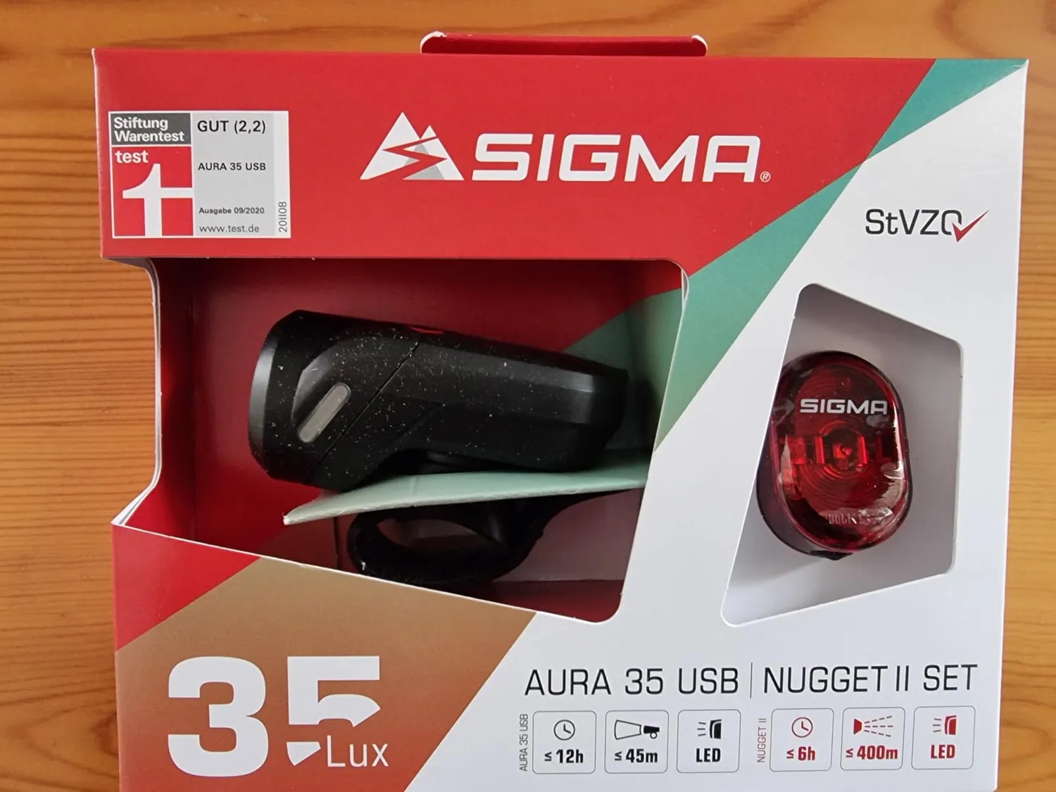 Sigma Aura 35 + Nugget II kit luci bici ricaricabile