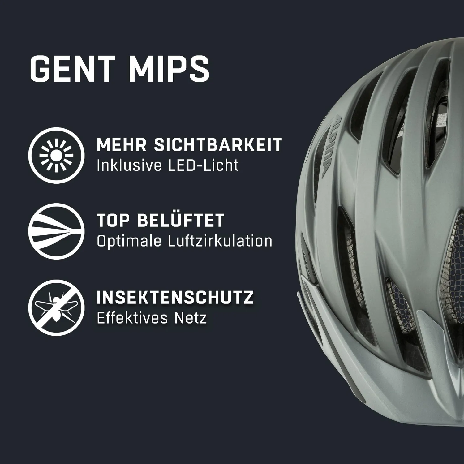 Alpina Gent MIPS casco bici dark silver matt