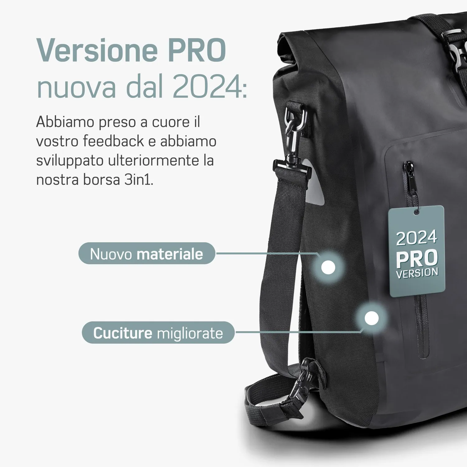 Borgen 3 in 1 Pro borsa bici portapacchi 25L nera