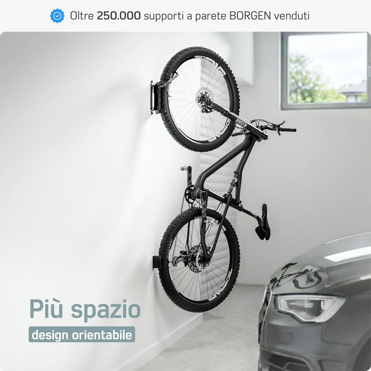 Borgen supporto bici da parete girevole nero 35 kg