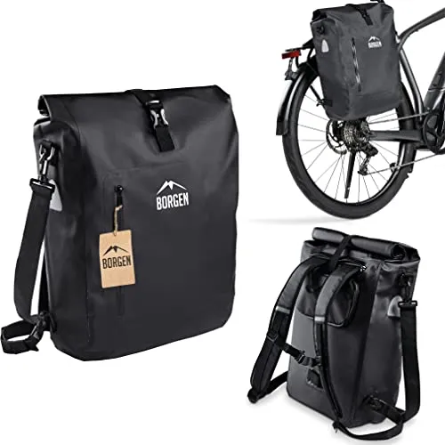 Borgen 3 in 1 borsa portapacchi bici nera 25L impermeabile