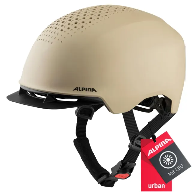 Alpina Idol casco bici off-white 52-56 con luce LED