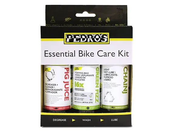 Pedro's Essential Bike Care Kit pulizia 3x118ml sgrassatore
