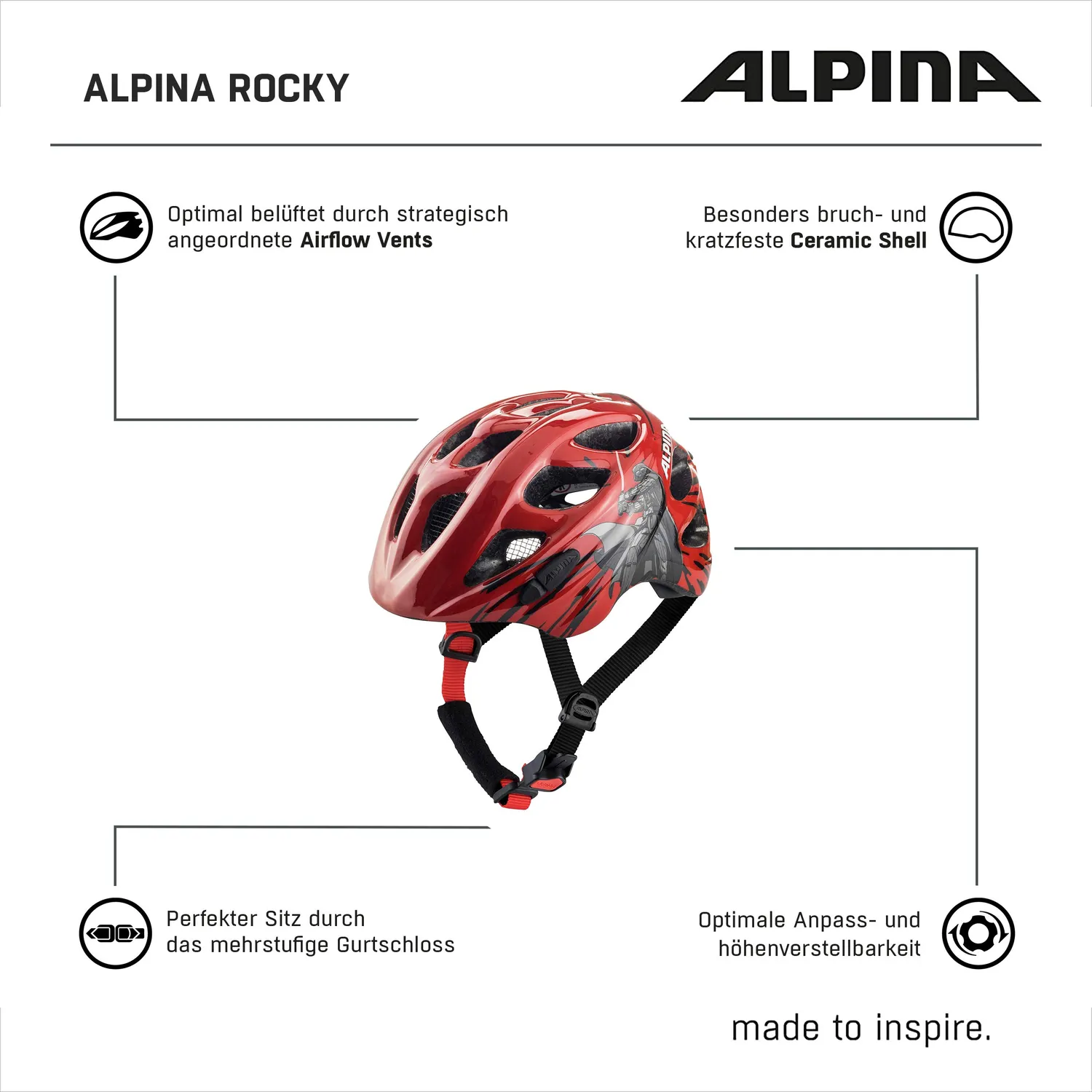 Alpina Rocky Star Wars casco bici bimbo leggero inmold