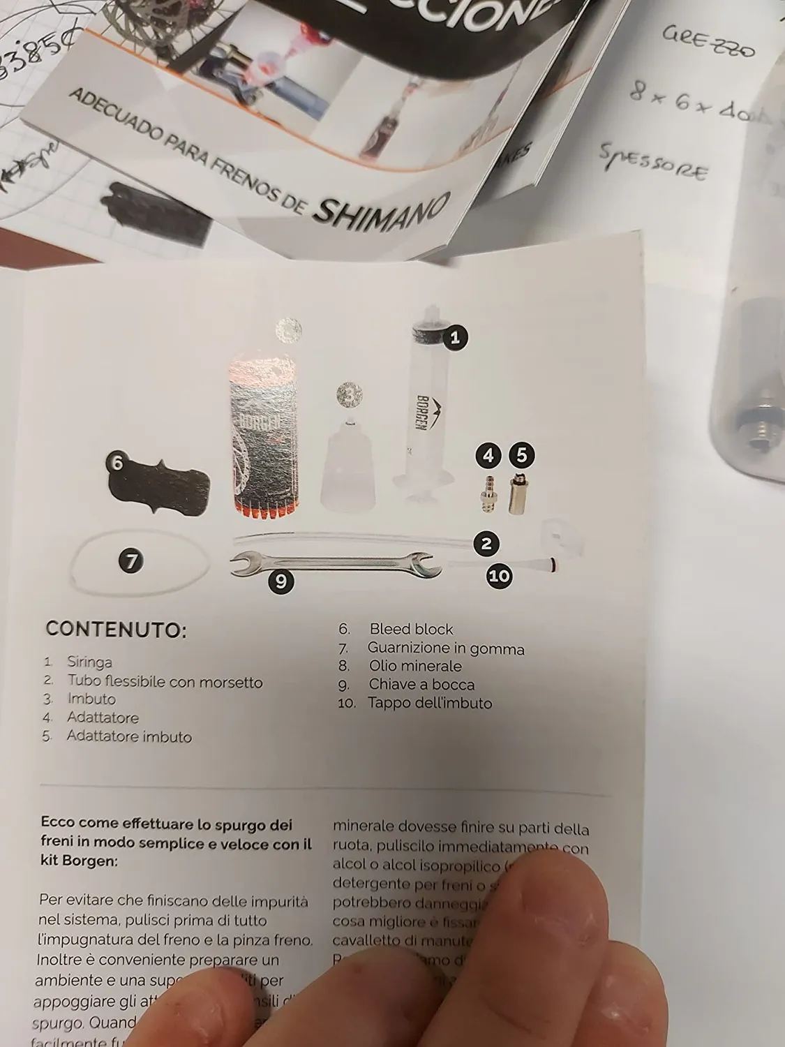 Borgen Kit Spurgo Freni Shimano olio minerale istruzioni