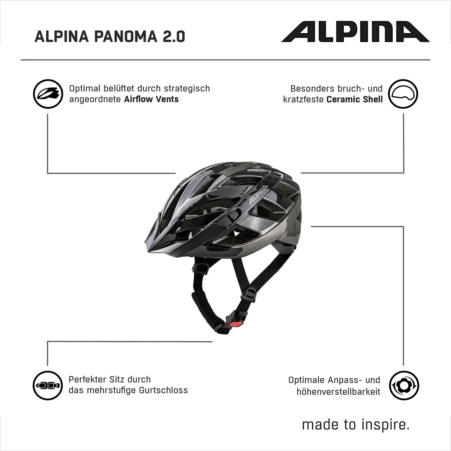 Alpina Panoma 2.0 casco bici adulto touring Made Germany
