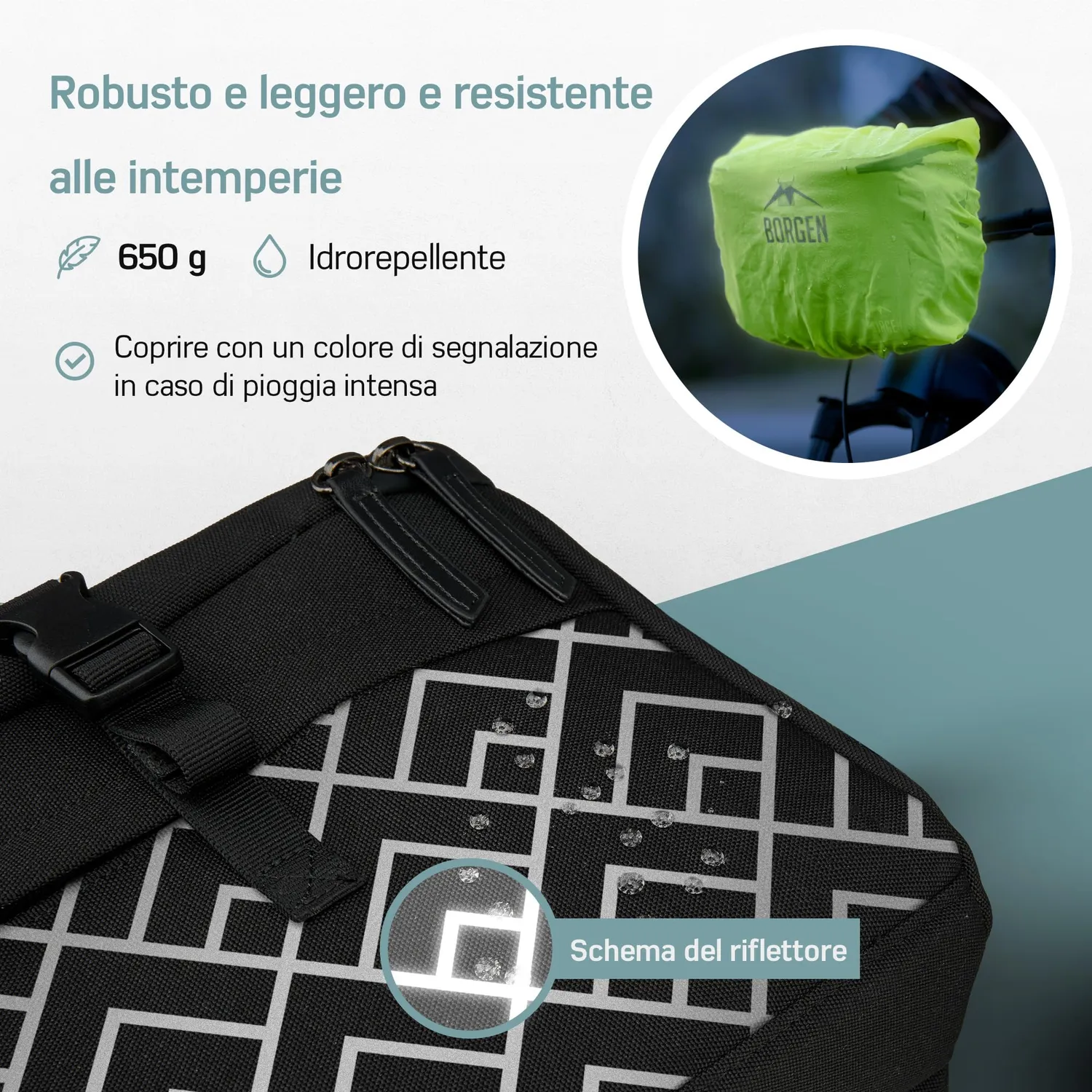 Borgen Klickfix borsa manubrio 6L nero riflettente adattatore