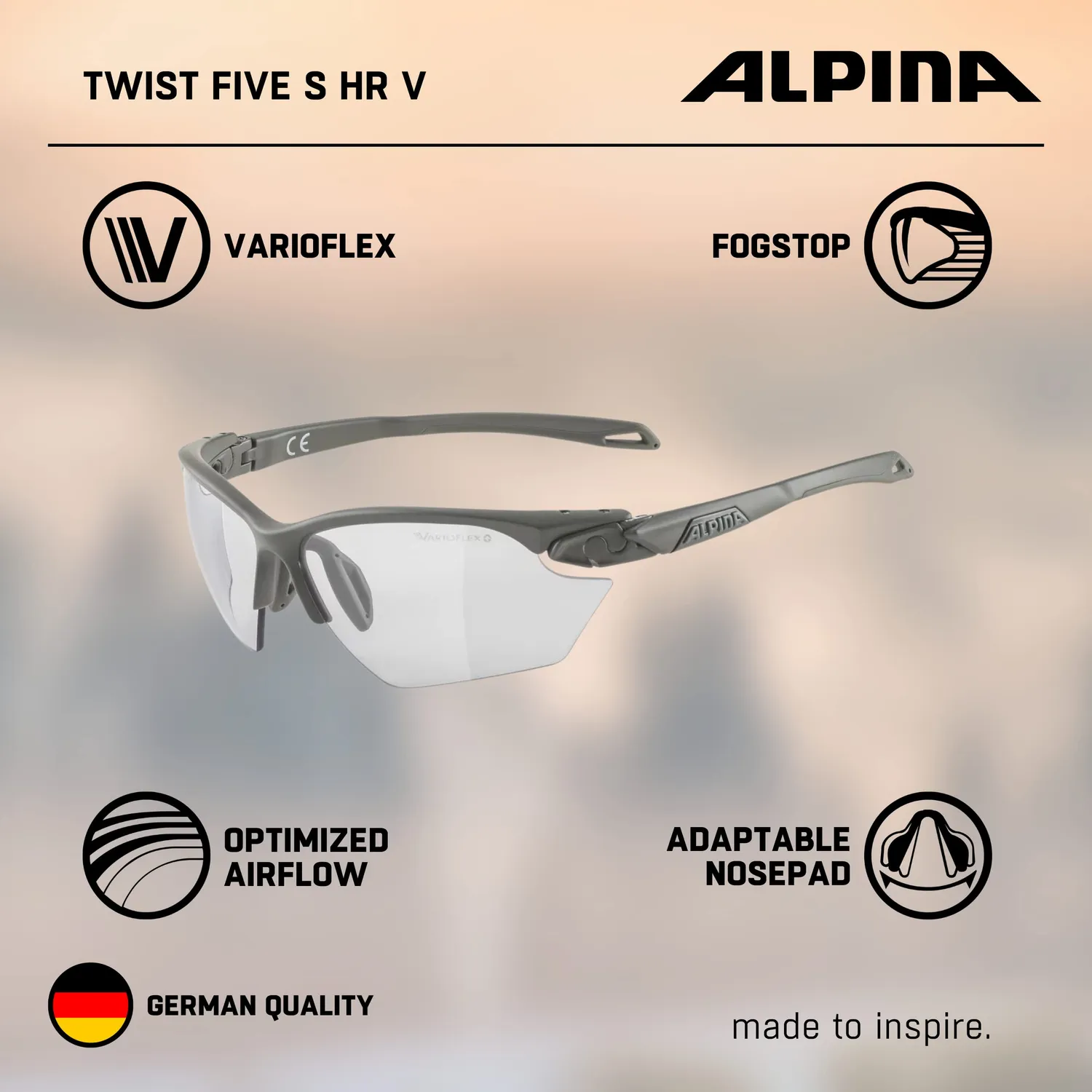 Alpina Twist Five S HR V occhiali bici grigio fotocromatici