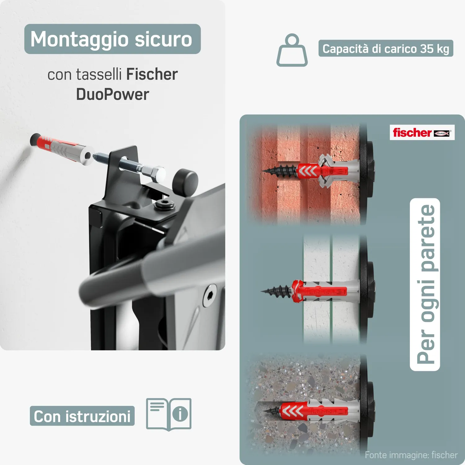 Borgen supporto bici da parete girevole nero 35 kg