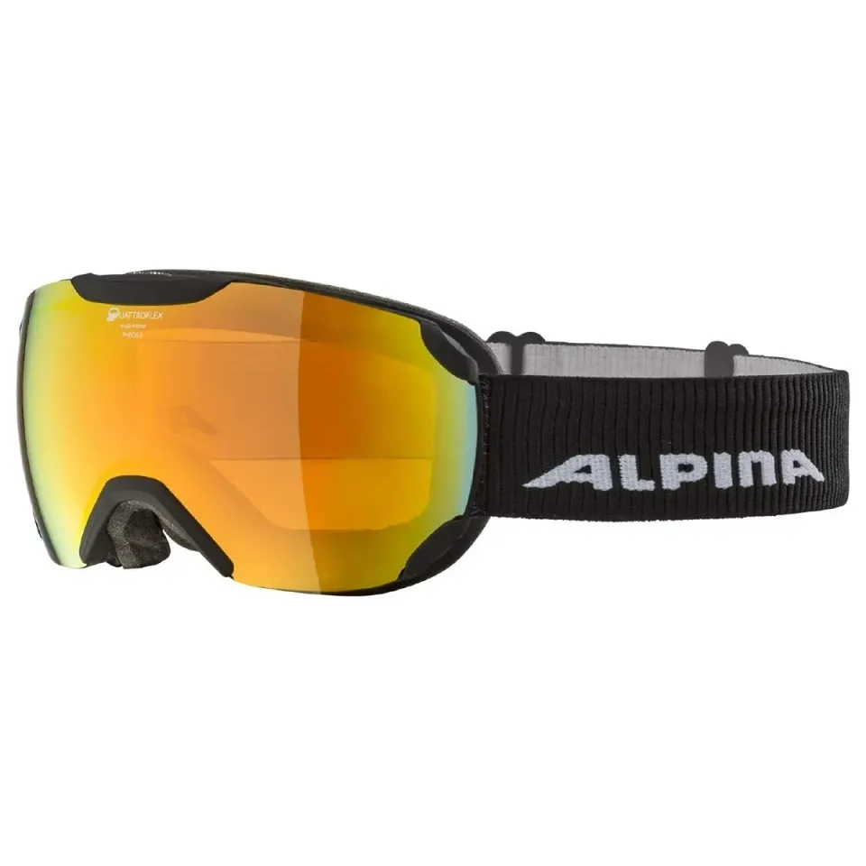 Alpina Pheos S QMM occhiali da sci nero sferici Quattroflex