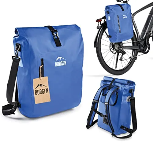 Borgen 3 in 1 borsa portapacchi bici blu 25L impermeabile