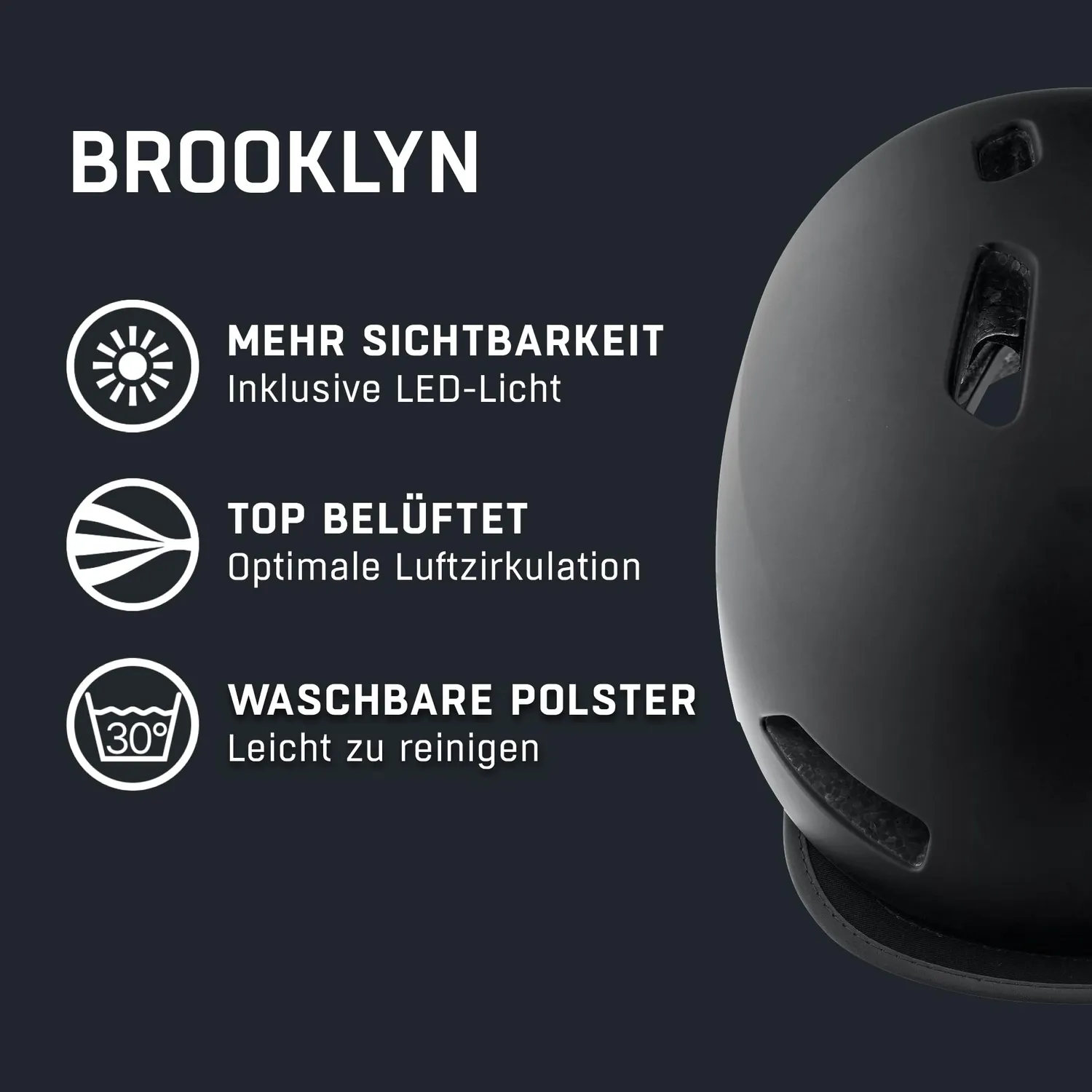 Alpina Brooklyn casco bici 52-57 cm Black matt urbano