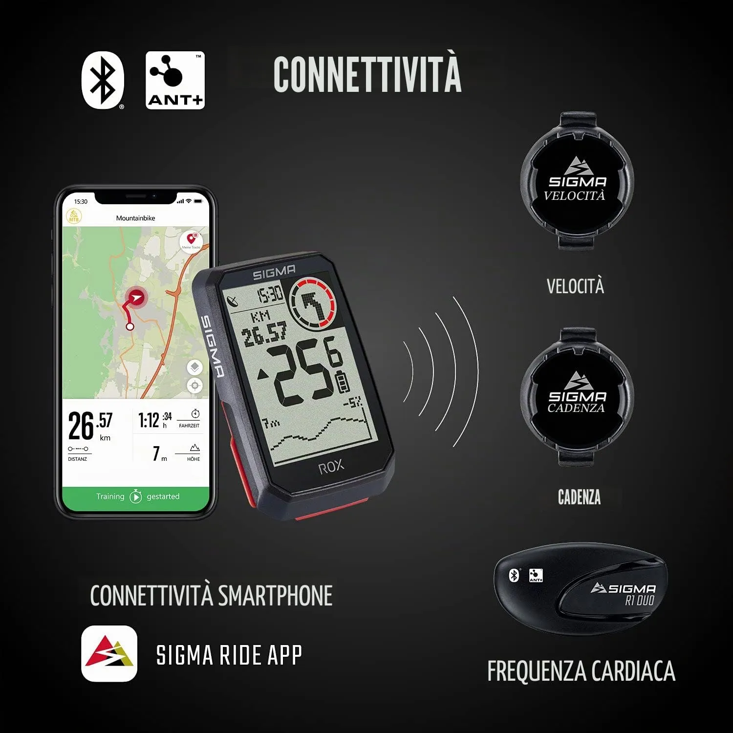 Sigma Rox 4.0 Black ciclocomputer GPS bici con altimetro