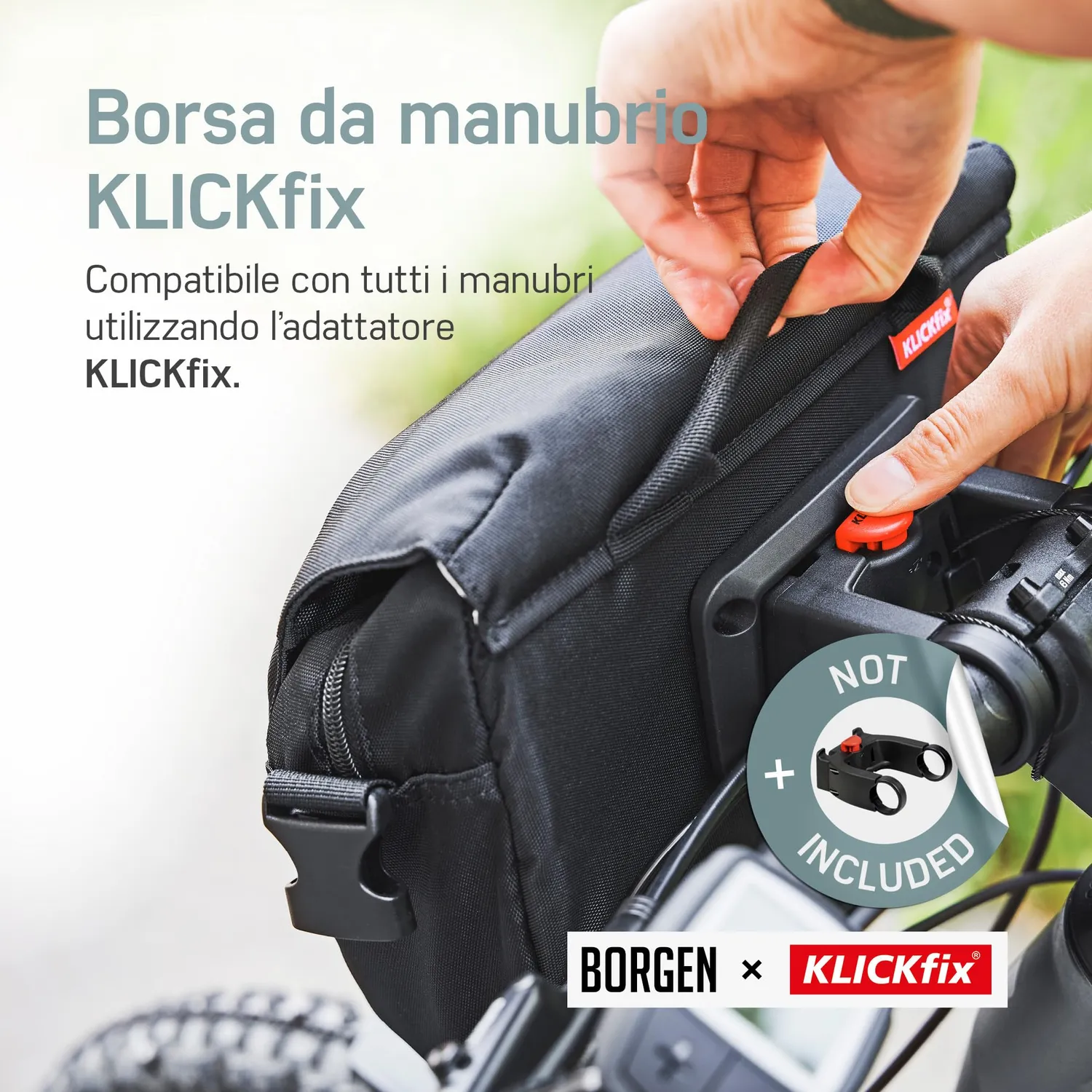 Borgen KLICKfix borsa manubrio bici nera 5L impermeabile