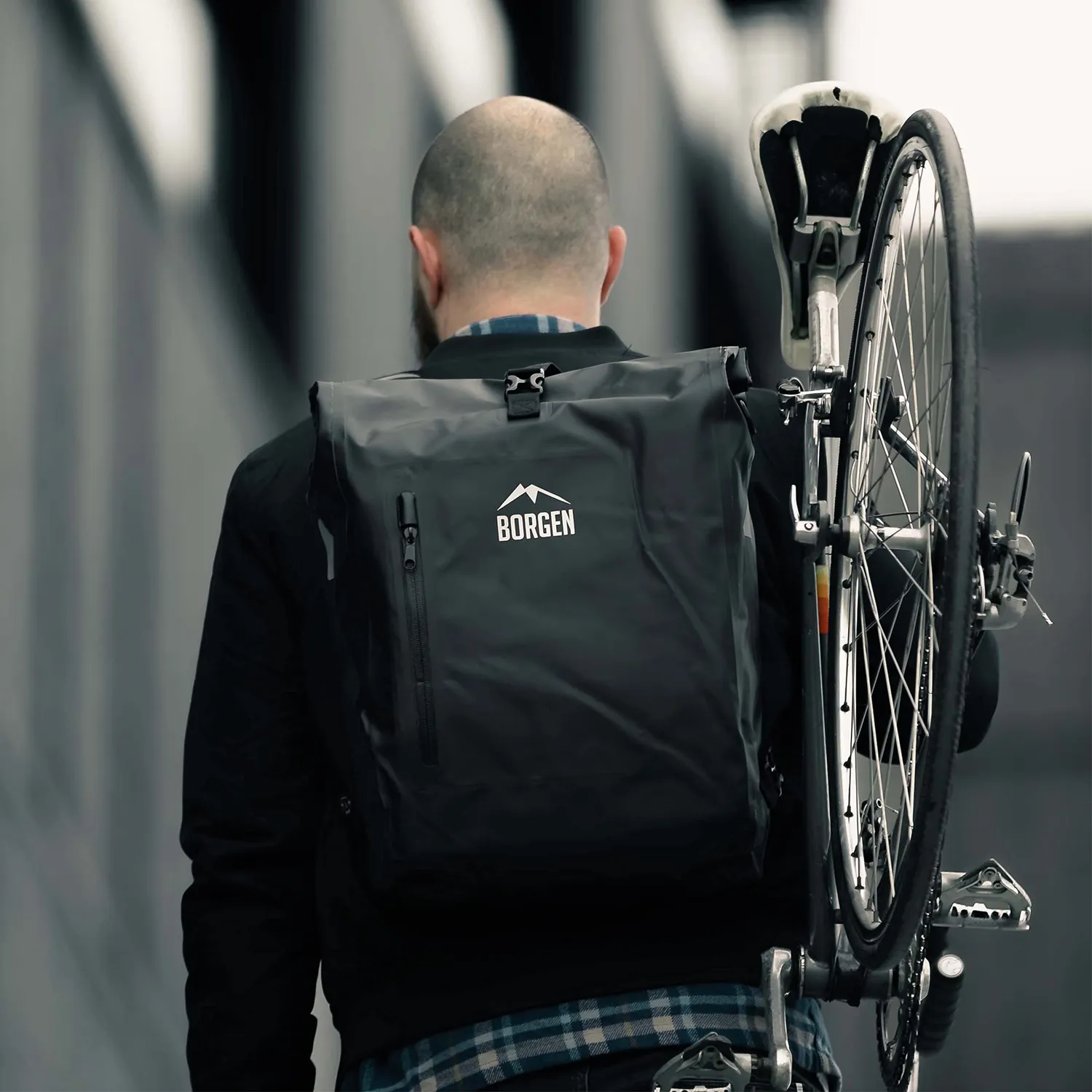 Borgen 3 in 1 borsa portapacchi bici nera 25L impermeabile