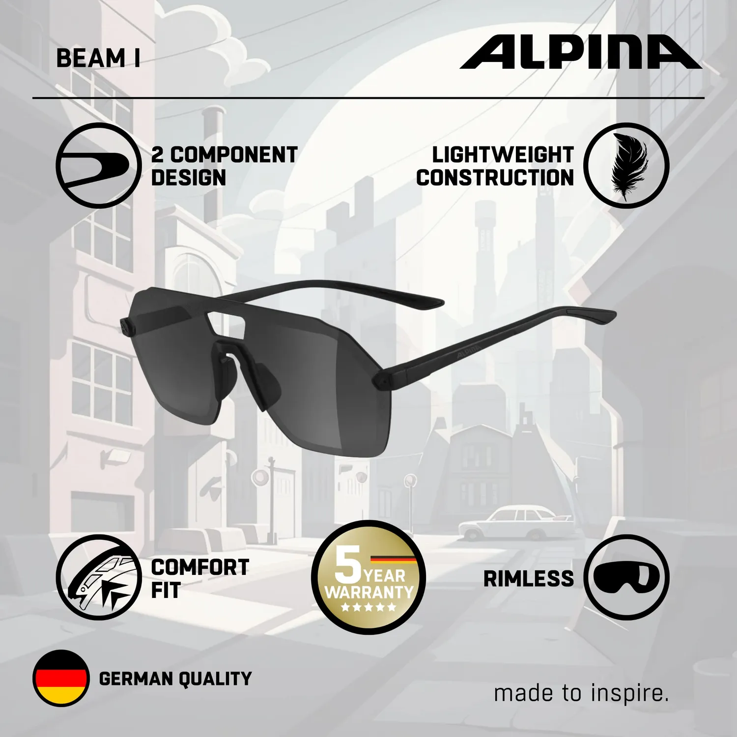 Alpina Beam I occhiali da sole All Black Matt leggeri