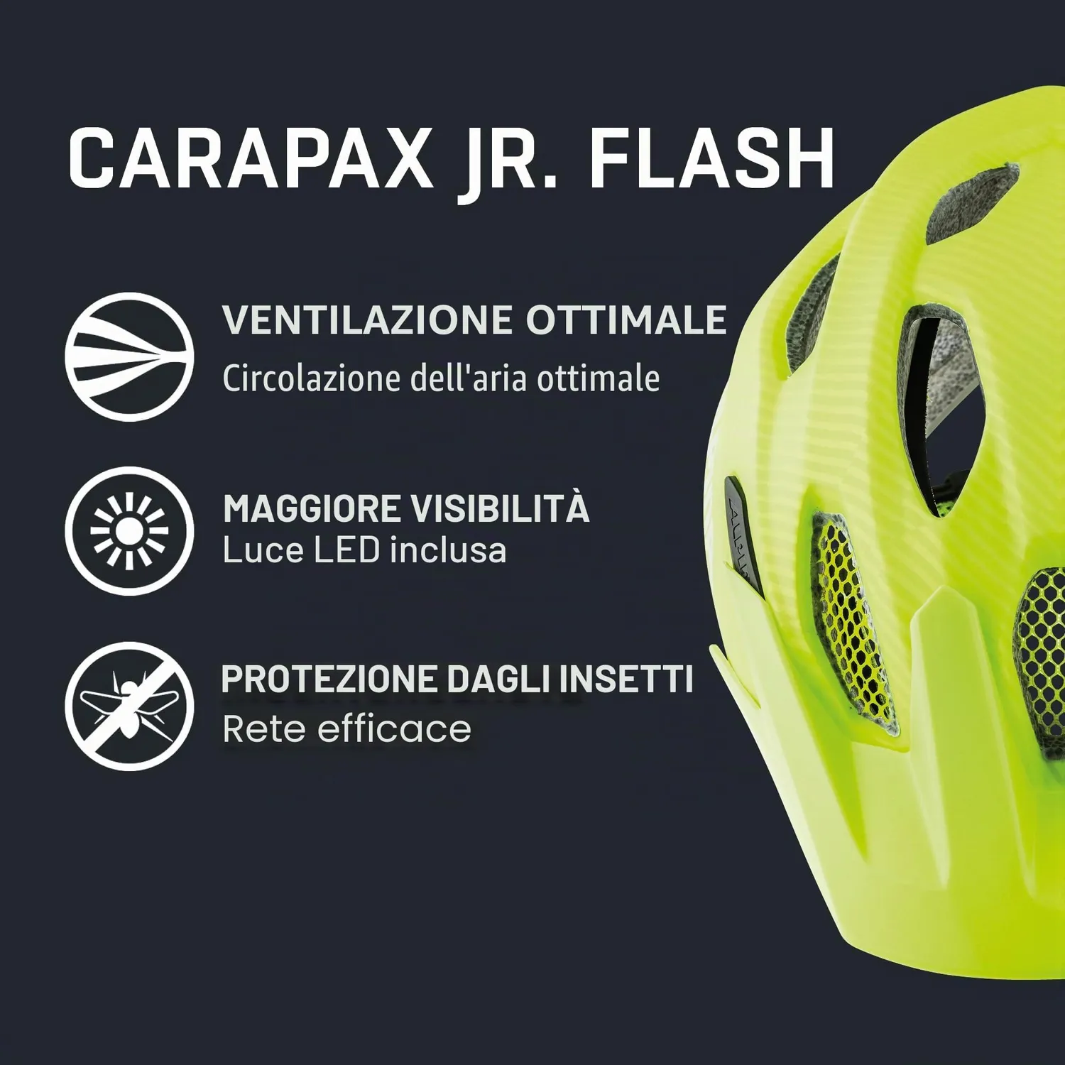Alpina Carapax JR. Flash casco bici bambino 51-56 Be Visible