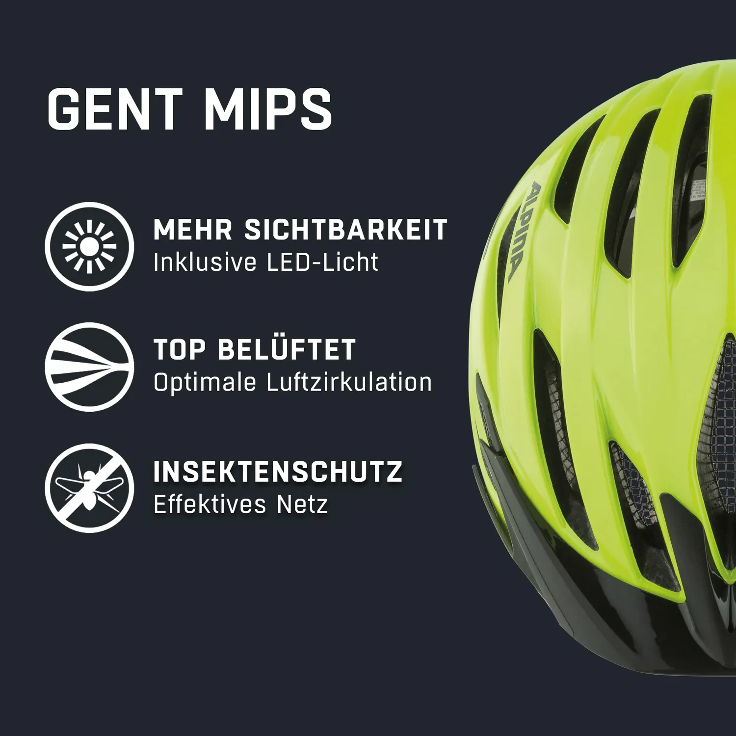 Alpina Gent MIPS casco bici 51-56 be visible gloss
