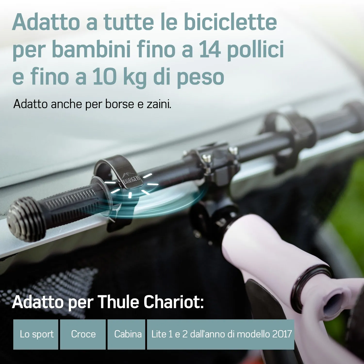 Borgen supporto bici Thule Chariot nero 14 pollici