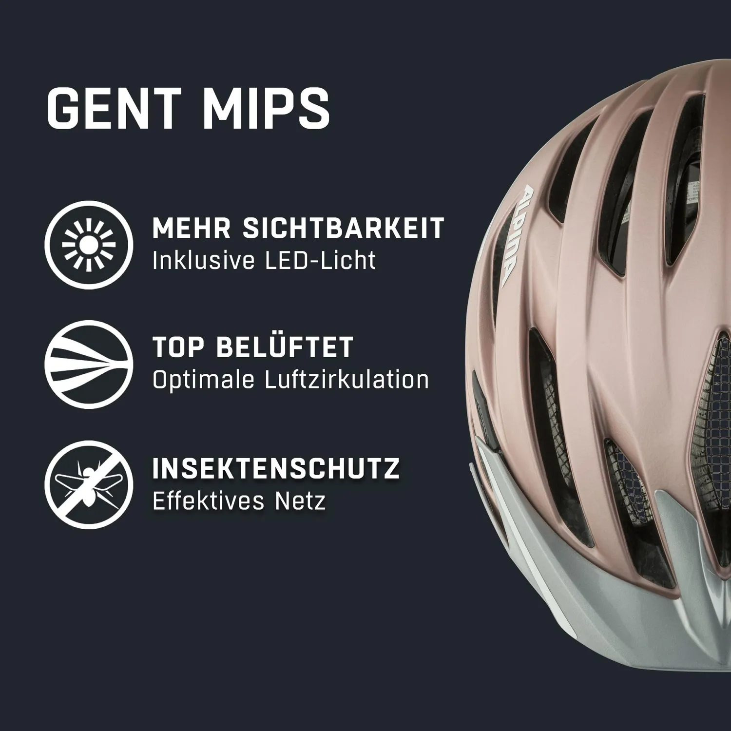 Alpina Gent MIPS casco bici rosa opaco touring