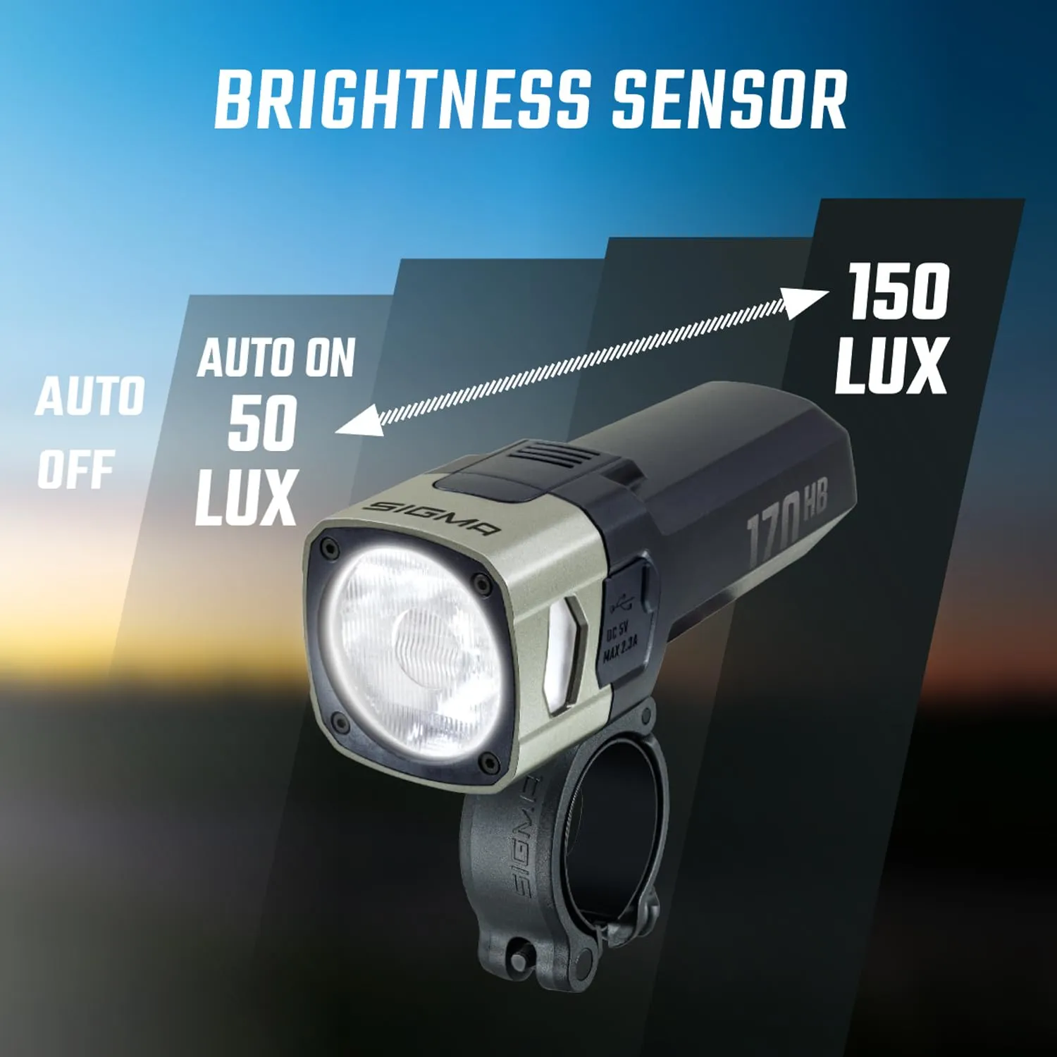Sigma Aura 170 HB Link luce anteriore 170 lux telecomando
