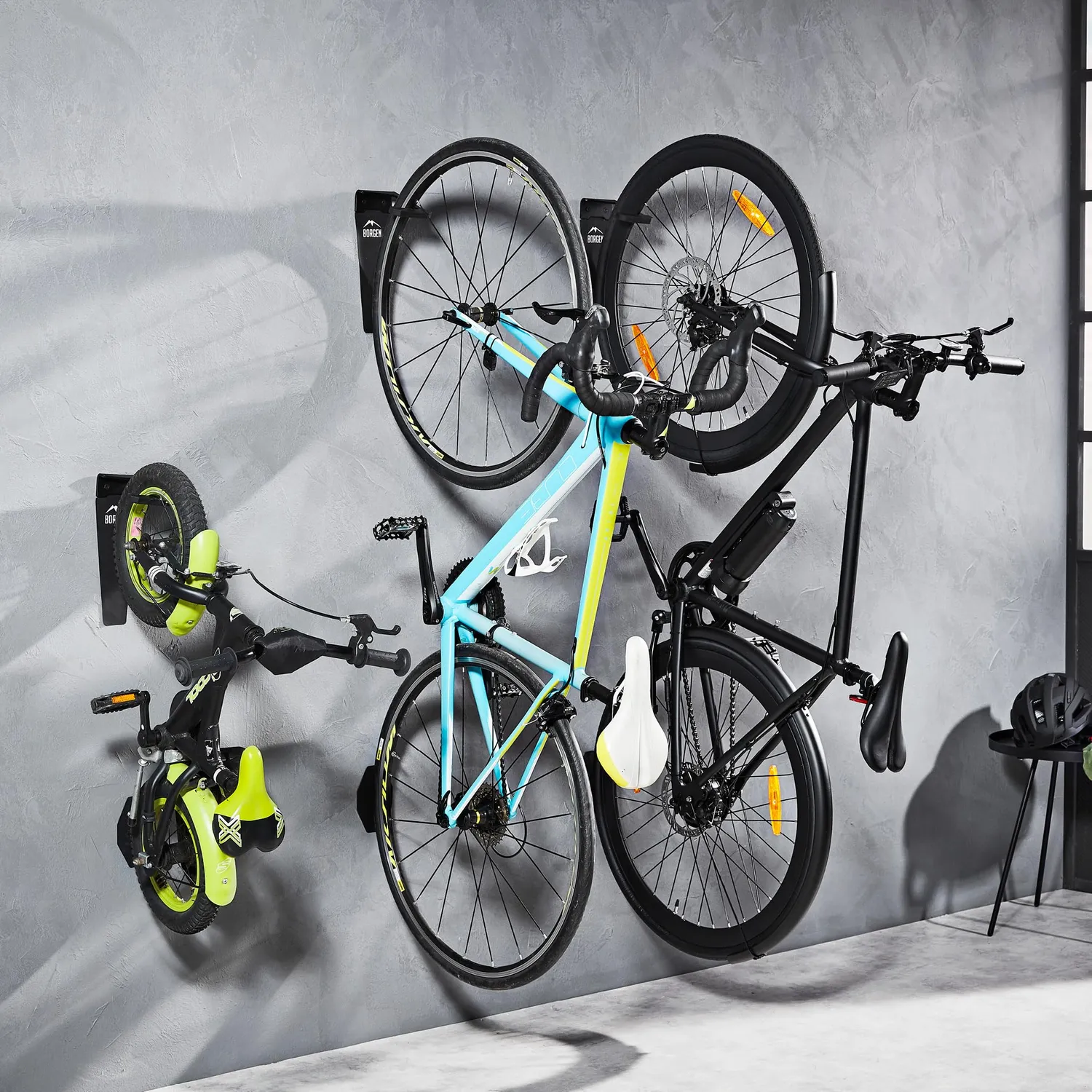 Borgen supporto bici parete verticale nero 32kg set 1 pezzo