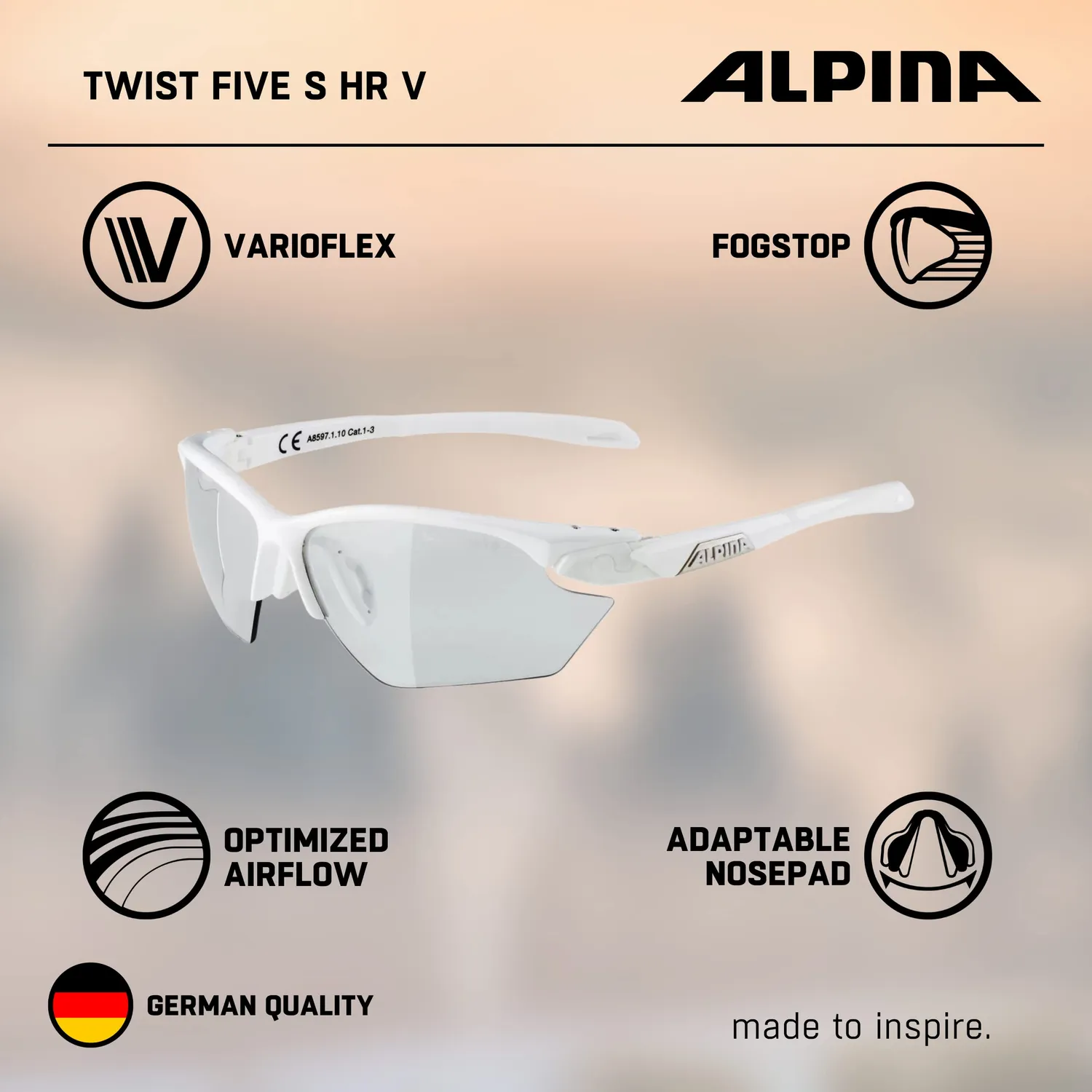 Alpina Twist Five HR S VL+ occhiali bici white