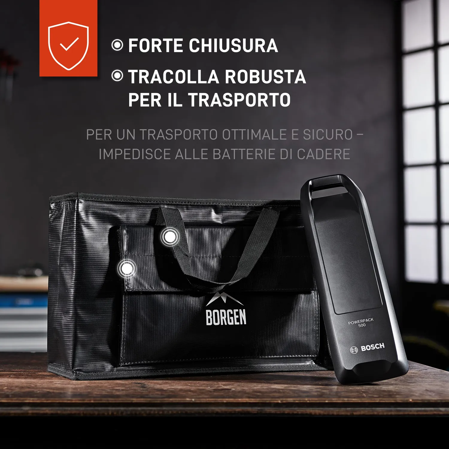 Borgen borsa batteria e-bike 41 cm ignifuga