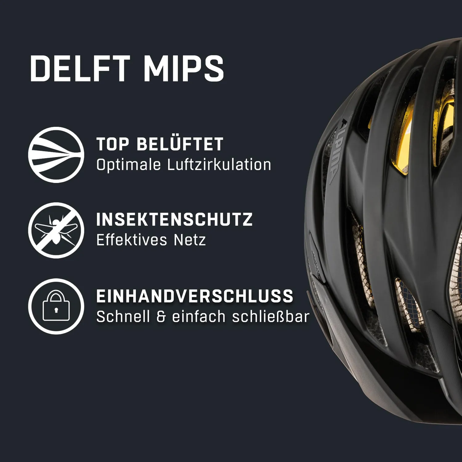 Alpina Delft MIPS casco bici 51-56 cm black matt protettivo