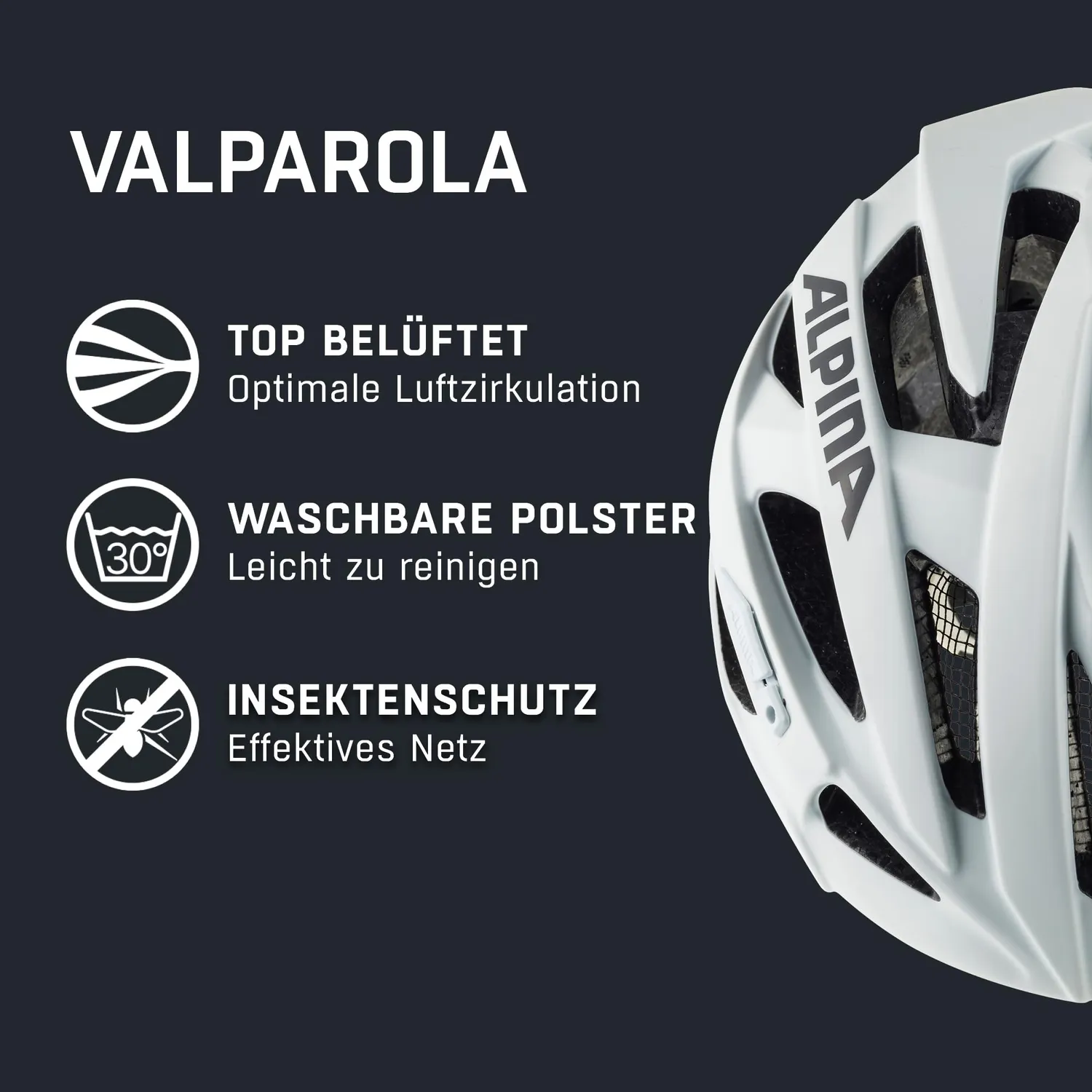 Alpina Valparola casco bici White-Black 27 prese aria
