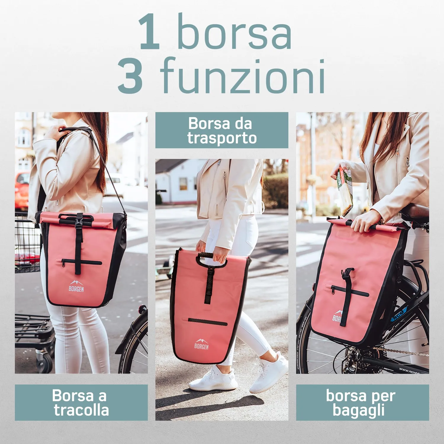 Borgen borsa frigo bici portapacchi rossa 23 L