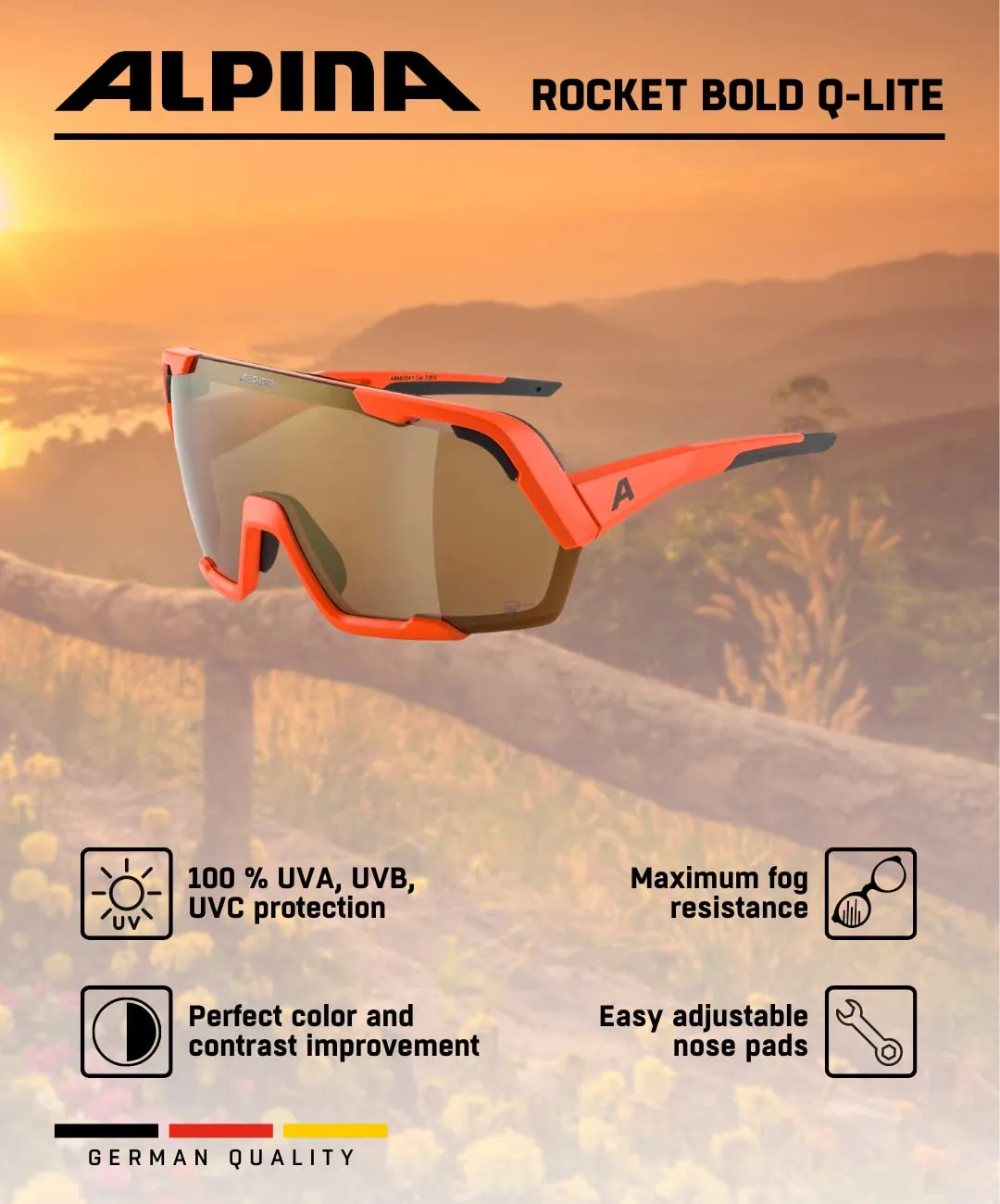 Alpina Rocket Bold Q-Lite occhiali sport pumpkin-orange