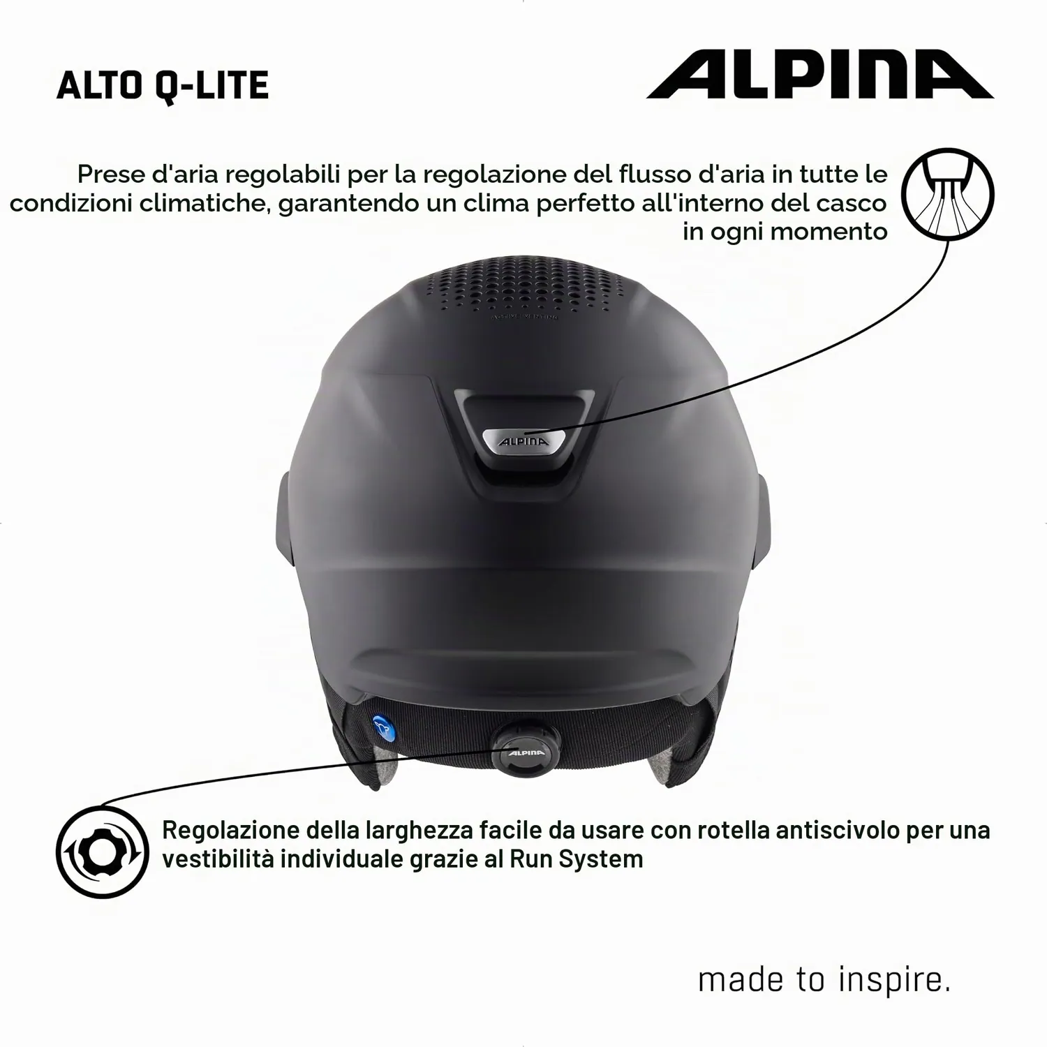 Alpina Alto Q Lite casco sci visiera white matt