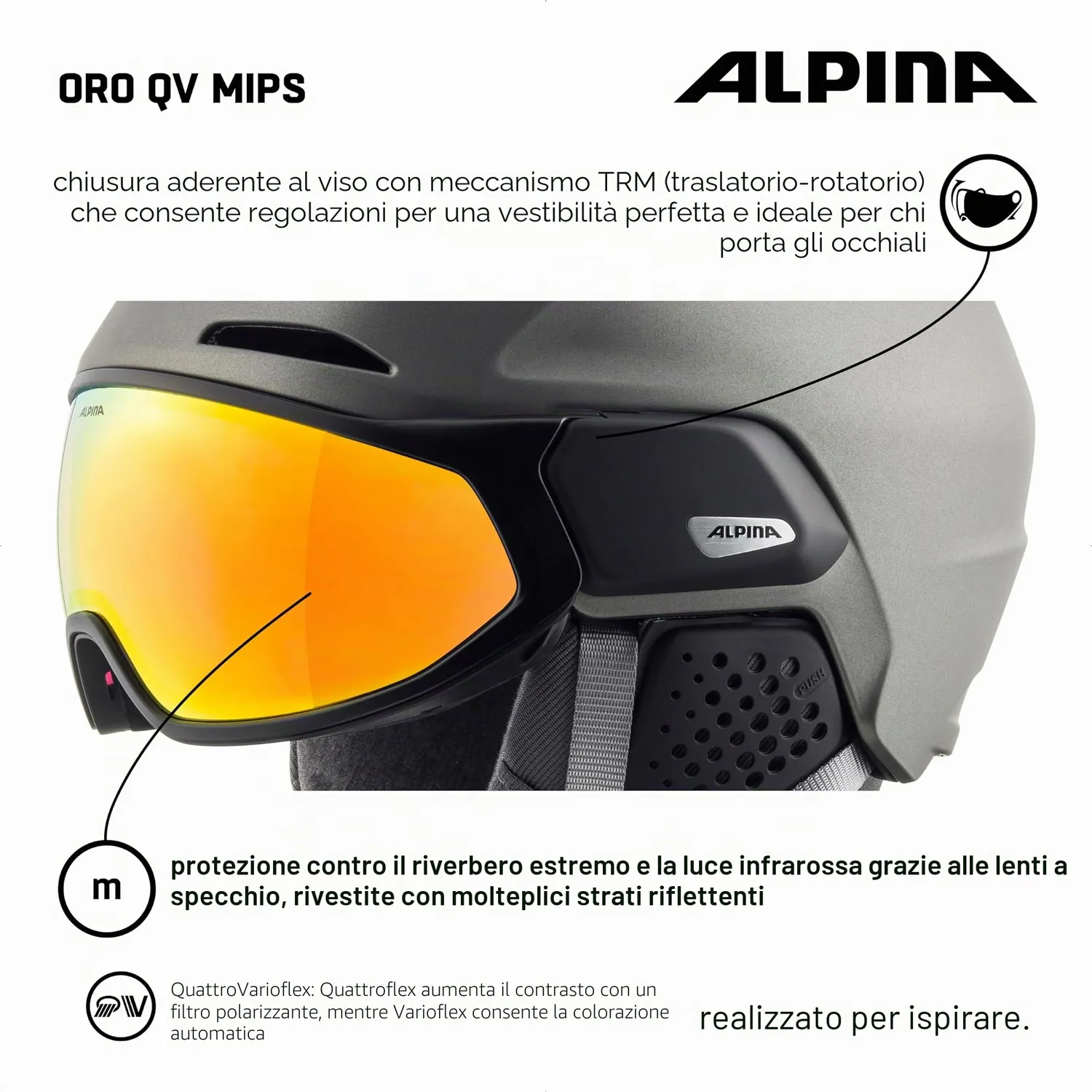 Alpina Oro QV MIPS casco sci visiera 59-63 cm