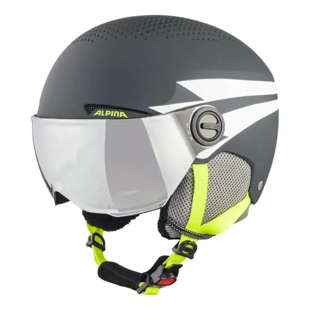 Alpina Zupo Visor casco sci 51-55 charcoal-neon con visiera