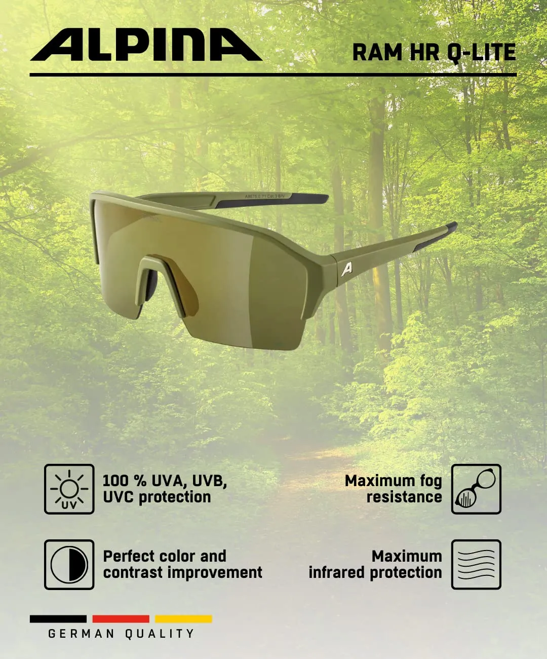 Alpina Ram HR Q-Lite occhiali Olive Matt contrasto