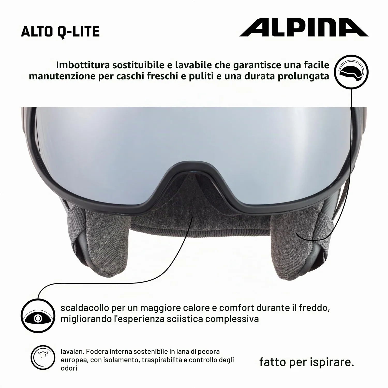 Alpina Alto Q Lite casco sci visiera moon-grey