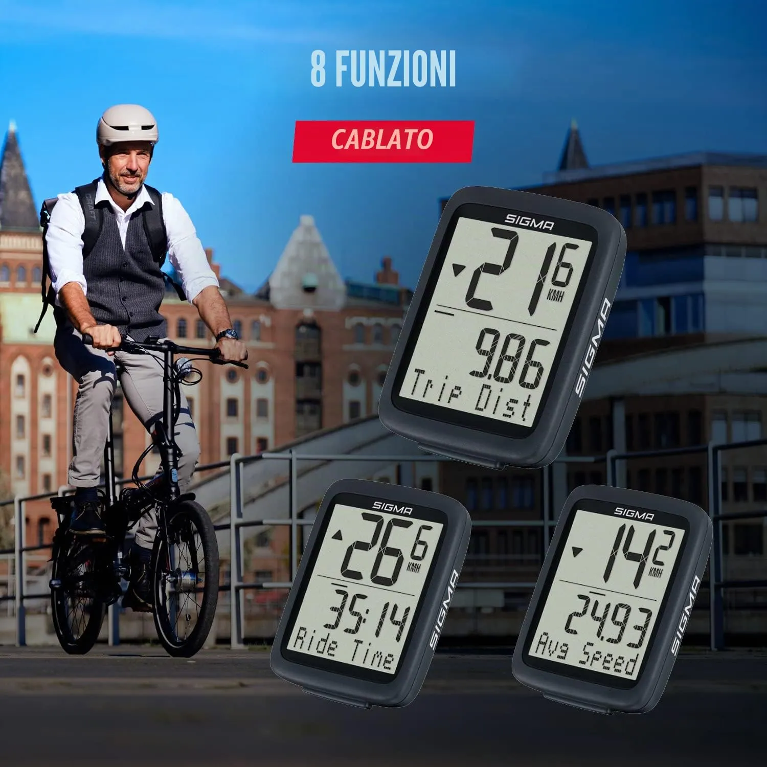 Sigma BC 8.0 WR ciclocomputer bici cablato 8 funzioni