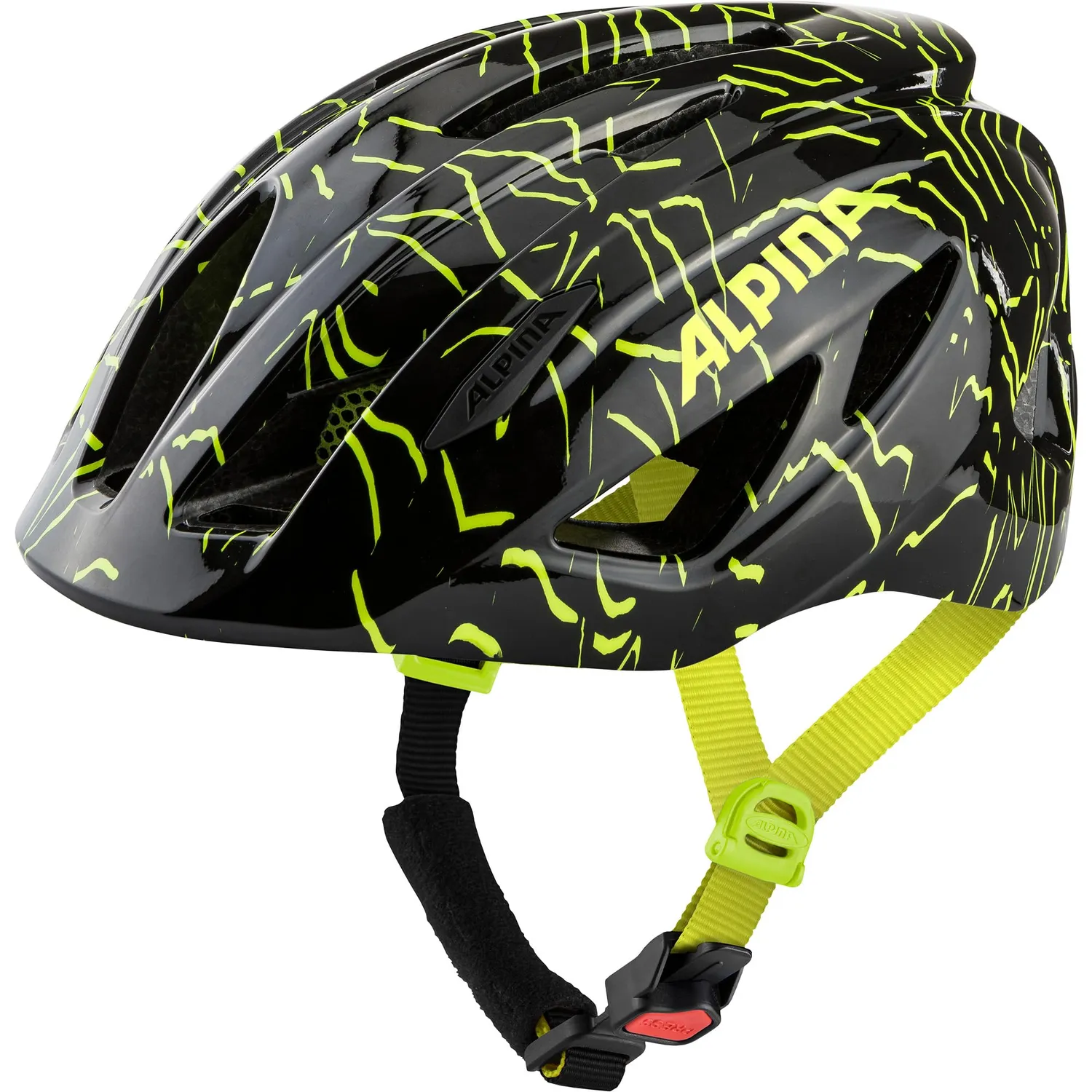 Alpina Pico casco bambino Black-green gloss visiera