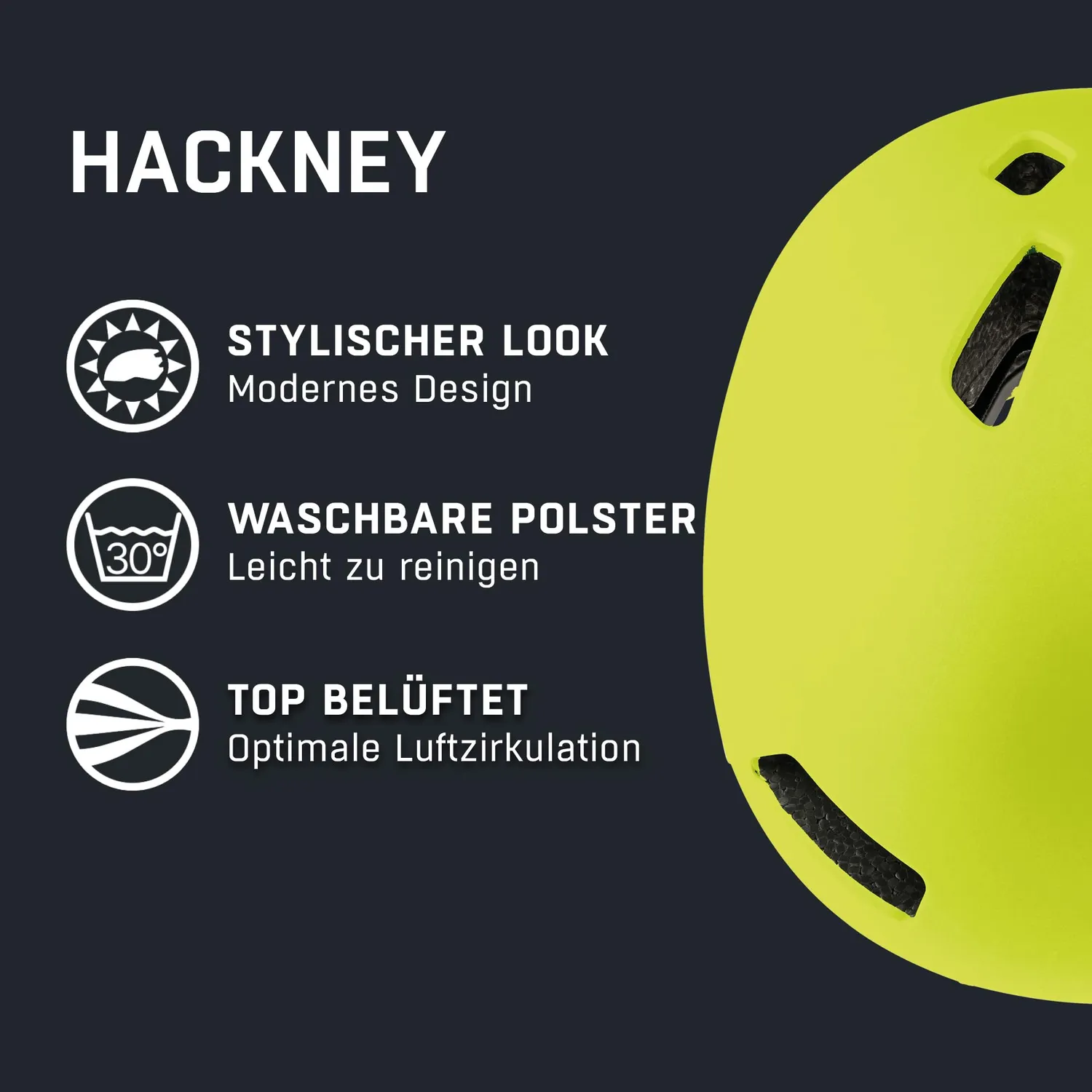 Alpina Hackney Casco Bici Bambino 47-51 cm Nero Giallo