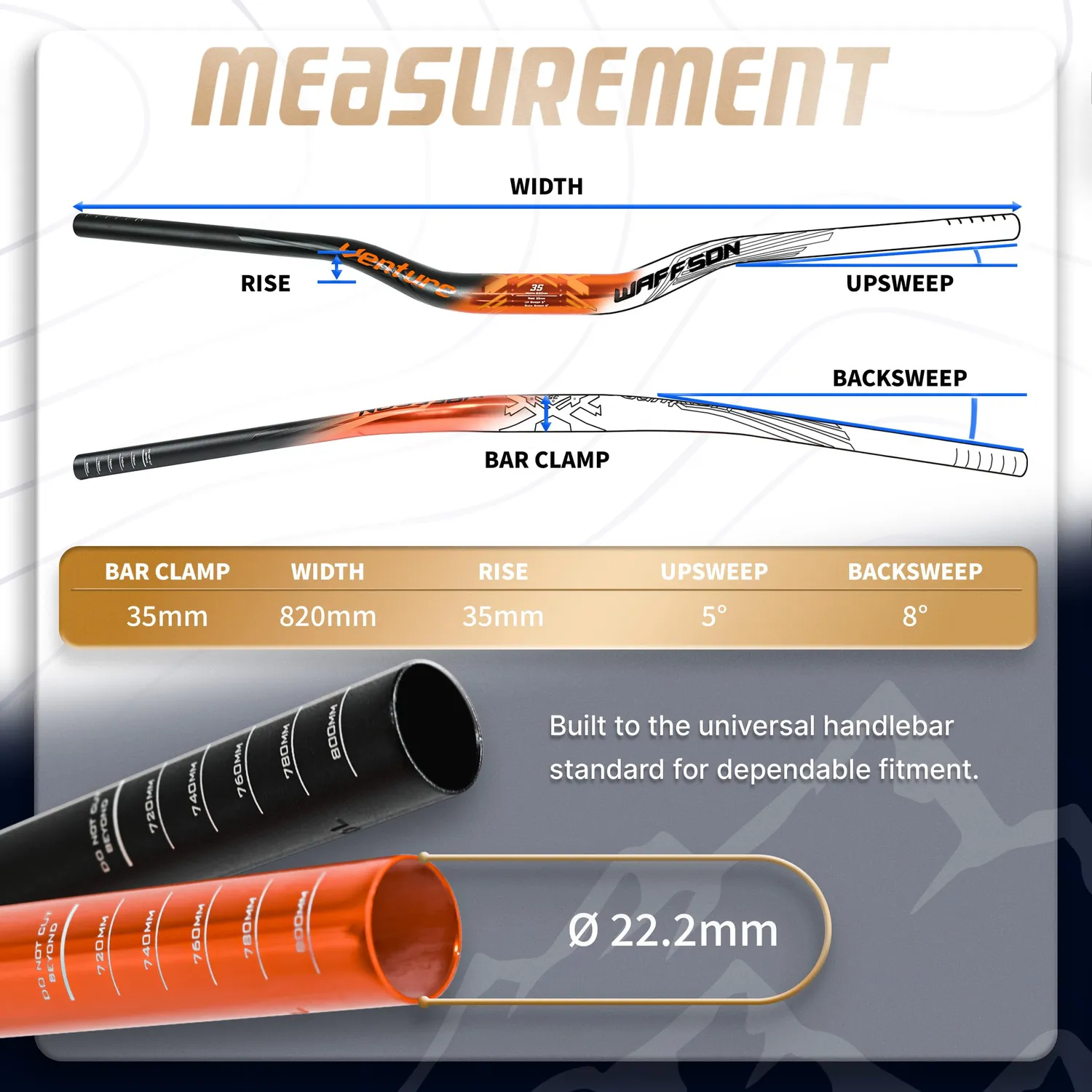 WFS Venture manubrio MTB 35x820mm cashmoney