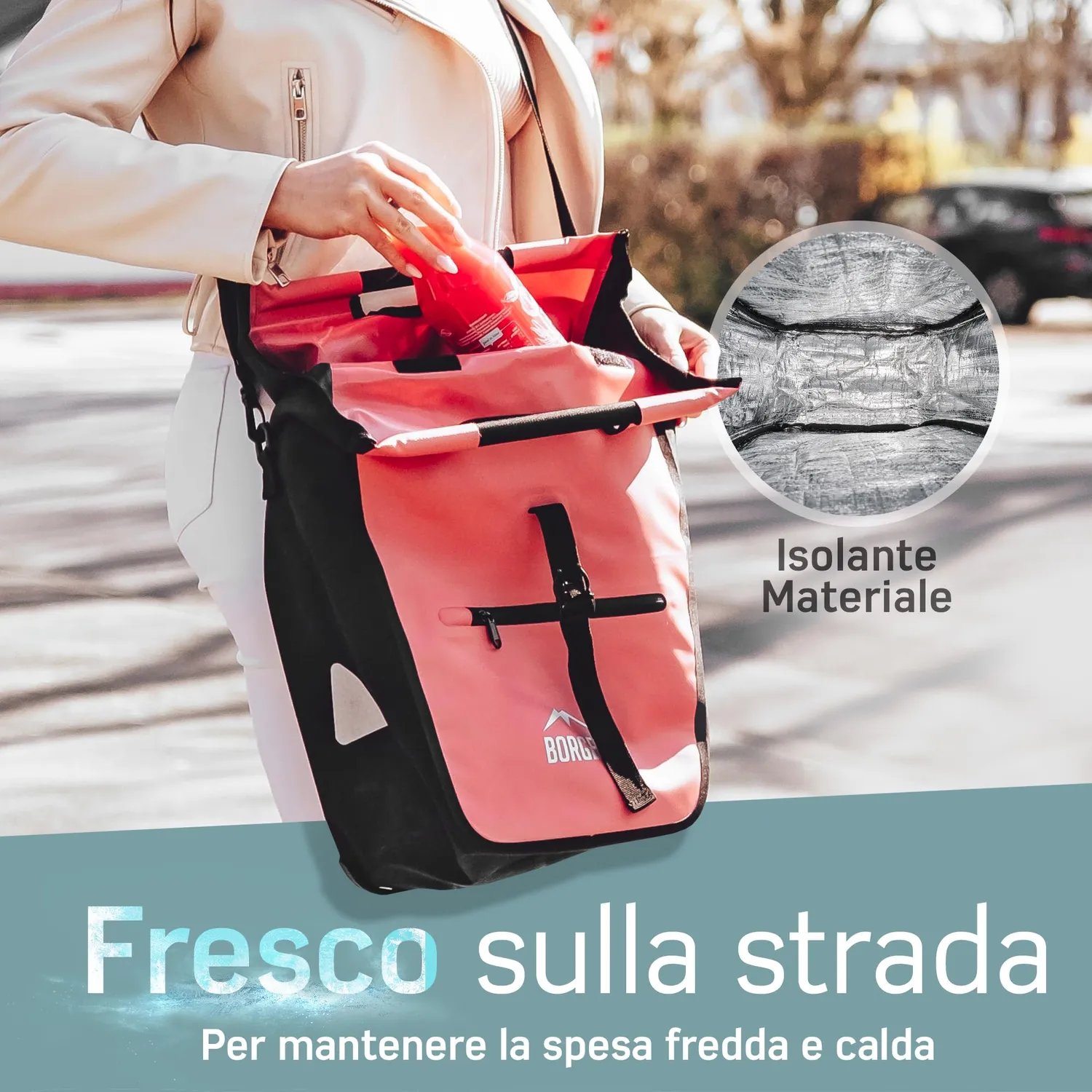 Borgen borsa frigo bici portapacchi rossa 23 L