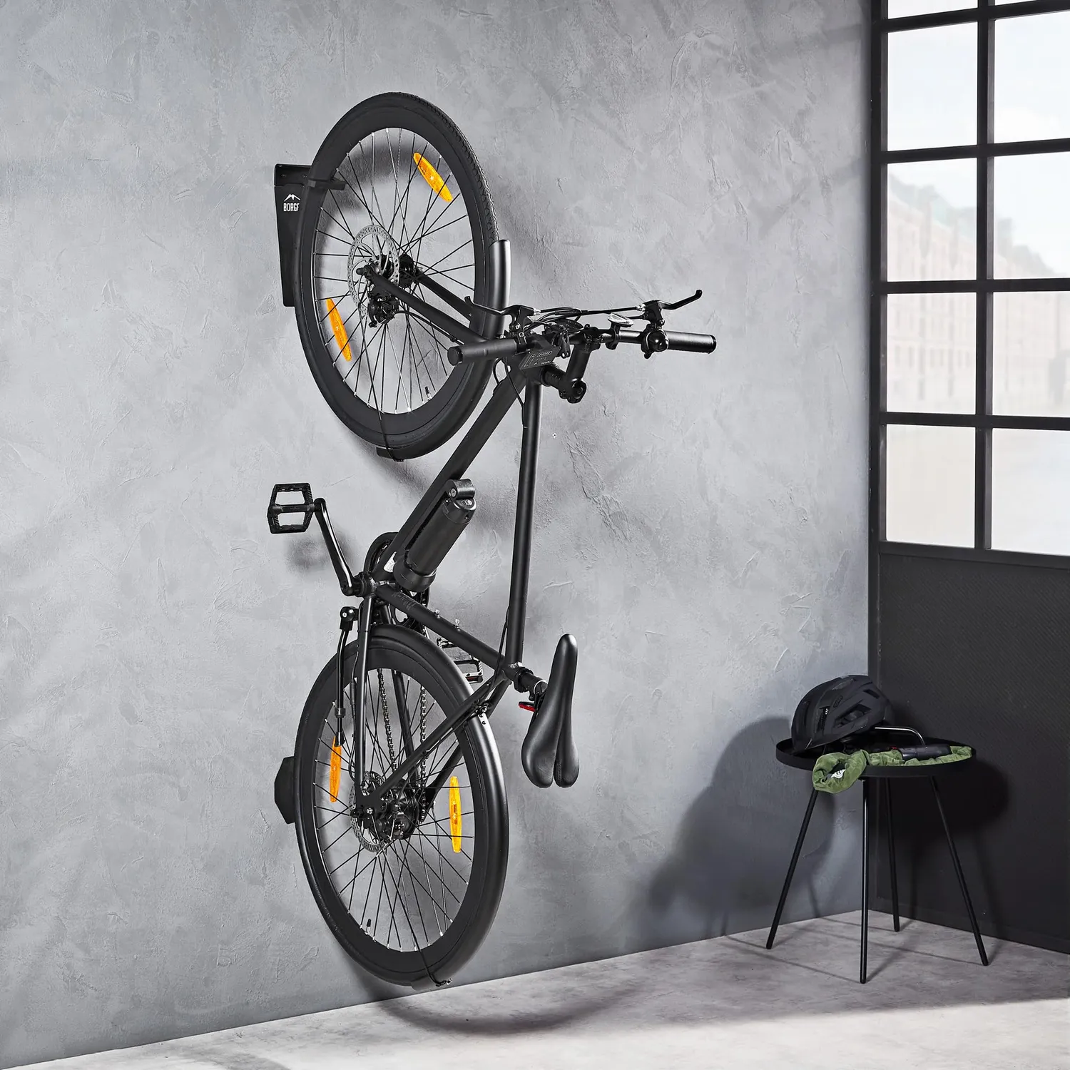 Borgen supporto bici parete verticale nero 32kg set 1 pezzo
